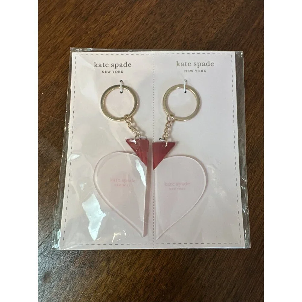 KATE SPADE KEYCHAIN TAKE HEART BEST FRIENDS LOVE SHACK 2 KEY FOBS SPLIT GIFT NEW